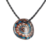 Lampwork Jewelry Necklace, with PU Leather Cord, silver foil Inch 