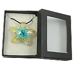 Karton Verpackung Murano Halskette, Lampwork, mit Gummiband, Seestern, innen Blume, keine, 47x43x10mm, Länge:17 ZollInch, verkauft von Box