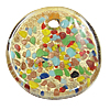 Moulding Lampwork Pendants, Flat Round, gold sand & gold foil Approx 5mm 