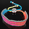 Friendship Bracelets, Nylon, with Brass & Zinc Alloy, platinum color plated, adjustable, multi-colored, 15mm Approx 4.5-10 Inch 