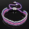Friendship Bracelets, Nylon, with Brass & Zinc Alloy, platinum color plated, adjustable, 13mm Approx 5-11 Inch 