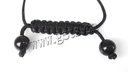 Black Agate Woven Ball Bracelets, with Wax Cord & Rhinestone Clay Pave Bead, with 50 pcs rhinestone, 12mm, Length:Approx 6.5-12 Inch, Sold By Strand