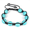 Turquoise Woven Ball Bracelets, Natural Turquoise, with Nylon Cord & Hematite, adjustable, 12mm Approx 8-11 Inch 