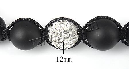 Achat Woven Ball Armband, mit Wachsschnur & Strass Ton befestigte Perelen, mit 50 Stück Strass, 12mm, Länge:ca. 6.5-11 ZollInch, verkauft von Strang