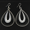 Iron Drop Earring, with Tiger Tail Wire, Teardrop, platinum color plated Approx 3.15 Inch 
