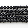 Natürliche schwarze Achat Perlen, Schwarzer Achat, rund, facettierte, Klasse AA, 2mm, Bohrung:ca. 0.2-0.3mm, Länge:15.5 ZollInch, 195PCs/Strang, verkauft von Strang