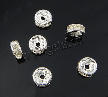 Espaciador de la forma rueda del diamante de imitación, metal, Toroidal, chapado, con diamantes de imitación, más colores para la opción, 6mm, agujero:aproximado 1.3mm, 100PCs/Bolsa, Vendido por Bolsa