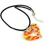 Murano Schmuck Halskette, Lampwork, mit Wollschnur, Herz, keine, 54x45x9mm, Länge:17 ZollInch, verkauft von Strang