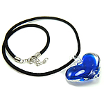 Murano Schmuck Halskette, Lampwork, mit Wollschnur, Herz, keine, 49x32x16mm, Länge:17 ZollInch, verkauft von Strang