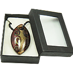 Box Packing Lampwork Necklace, with PU Leather Cord, Horse Eye, gold sand Inch 