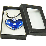 Collar de Murano de embalaje de la caja, Cristal de murano, con Cordón del PU, Corazón, más colores para la opción, 49x32x16mm, longitud:17 Inch, Vendido por Caja