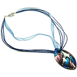 Lampwork Jewelry Necklace, with Wax Cord & Ribbon, Horse Eye, gold sand & silver foil .5 Inch 