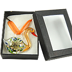 Box Packing Lampwork Necklace, with Ribbon, Swan, gold sand & inner flower .5 Inch 