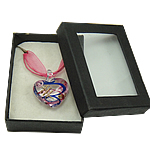 Karton Verpackung Murano Halskette, Lampwork, mit Band, Herz, Goldsand, keine, 30x26x17mm, Länge:16.5 ZollInch, verkauft von Box