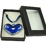 Box Packing Lampwork Necklace, with Ribbon, Heart .5 Inch 