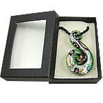 Box Packing Lampwork Necklace, with PU Leather Cord, gold sand & silver foil Inch 