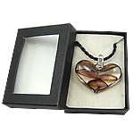 Bijoux collier de verre en boîte 
, chalumeau, avec Cordon PU, coeur, sable d'or, plus de couleurs à choisir pouce, Vendu par boîte