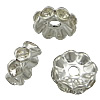 Wave Rondelle Rhinestone Spacer, Brass, plated, with acrylic rhinestone Grade B, 6mm Approx 1.5mm 