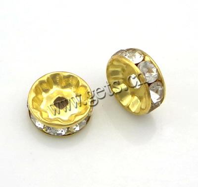 Rondelle Rhinestone Spacer, Brass, plated, with rhinestone, more colors for choice, 7mm, Hole:Approx 1.7mm, 100PCs/Bag, Sold By Bag