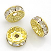 Rondelle Rhinestone Spacer, Brass, plated, with rhinestone 10mm Approx 2mm 