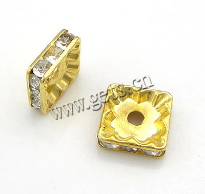 Square Rhinestone Spacer, Brass, Squaredelle, plated, with A grade rhinestone, more colors for choice, Grade A, 7x7mm, 100PCs/Bag, Sold By Bag