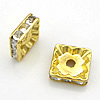 Square Rhinestone Spacer, Brass, Squaredelle, plated, with rhinestone 