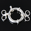 Broche de anillo de primavera de plata del rey, plata de ley 925, chapado, 2-sarta, más colores para la opción, 22x13x2.5mm, agujero:aproximado 3mm, Vendido por UD