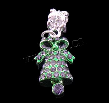 European Christmas Pendant, Zinc Alloy, plated, enamel & with rhinestone, more colors for choice, nickel, lead & cadmium free, 33x14mm, Hole:Approx 4.8mm, Sold By PC