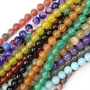 Mixed Agate Beads, Round, natural, more sizes for choice, Length:Approx 15 Inch, 50Strands/Lot, 38PCs/Strand, Sold By Lot