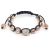 Crystal Woven Ball Bracelets, with Nylon Cord & Hematite & Zinc Alloy, plated, adjustable & faceted & with rhinestone 10mm Inch 