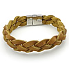 PU Leather Cord Bracelets, Cowhide, stainless steel clasp & braided, 12mm 