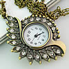 Uhr-Halskette, Zinklegierung, Blume, mit Strass, Länge:ca. 31 ZollInch, verkauft von Strang
