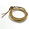 Wrap Bracelets, Yellow Aventurine, with PU Leather, zinc alloy clasp, platinum color plated, adjustable & , 4mm, 7mm Approx 16 Inch 
