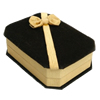 Velvet Pendant Box, Velveteen, with Satin Ribbon, Rectangle, with ribbon bowknot decoration, black 