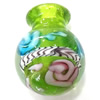 Lampwork Parfümflasche, mit Blumenmuster, grün, 18x24mm, Bohrung:ca. 6mm, verkauft von PC