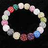 Rhinestone Clay Pave Bead Bracelets, Resin, beaded bracelet & with rhinestone, mixed colors Approx 7-8 Inch 