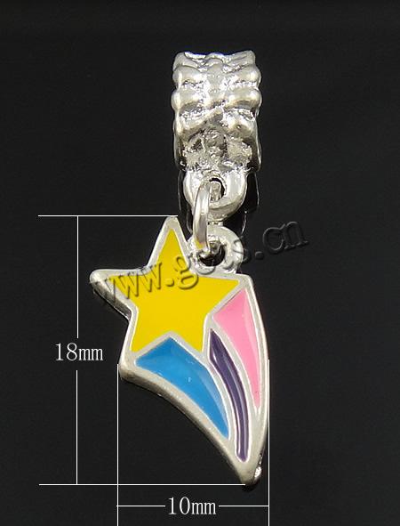 pendentifs European en alliage zinc, alliage de zinc, étoile, Plaquage normal, émail, plus de couleurs à choisir, 10x18x1.5mm, Trou:Environ 5mm, 500PC/sac, Vendu par sac