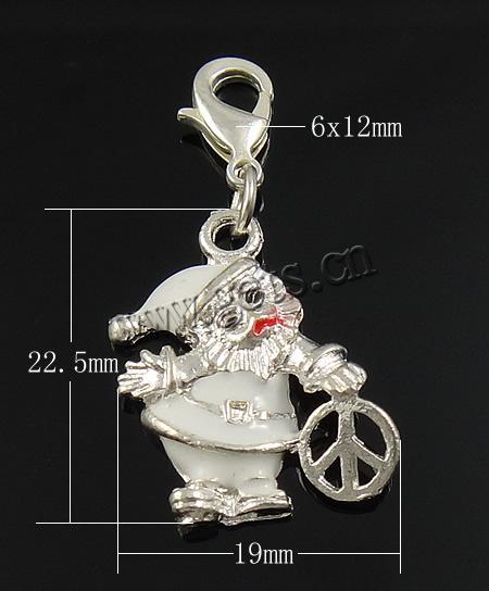 Lobster Clasp Christmas Charm, Zinc Alloy, brass lobster clasp, Santa Claus, plated, more colors for choice, 19x22.5x3mm, 6x12mm, Sold By PC