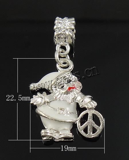 European Christmas Pendant, Zinc Alloy, Santa Claus, plated, enamel, more colors for choice, 19x22.5x3mm, Hole:Approx 5mm, Sold By PC