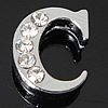 Zinc Alloy Letter Slide Charm, Letter C, plated, with Mideast rhinestone lead & nickel free Approx 