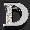 Zinc Alloy Letter Slide Charm, Letter D, plated, with Mideast rhinestone lead & nickel free Approx 