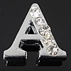 Aleación de zinc Carta Encanto Deslice, Letra A, chapado, con diamantes de imitación de Mideast, más colores para la opción, libre de plomo & níquel, 12x11x4mm, agujero:aproximado 8x2mm, Vendido por UD