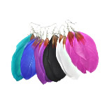 Mode Feder Ohrring, Eisen Haken, gemischte Farben, 38x65mm, 120PaarePärchen/Tasche, verkauft von Tasche