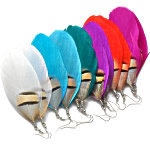 Mode Feder Ohrring, Eisen Haken, silberfarben plattiert, gemischt, gemischte Farben, 38x80mm, 120PaarePärchen/Tasche, verkauft von Tasche