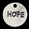 Brass Jewelry Pendants, Flat Round, word hope, plated, with letter pattern cadmium free Approx 1mm 