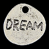 Brass Jewelry Pendants, Flat Round, word dream, plated, with letter pattern cadmium free Approx 2mm 