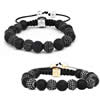 Black Agate Woven Ball Bracelets, with Wax Cord & Zinc Alloy 8-10mm Approx 6.5 Inch 