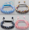 Crystal Woven Ball Bracelets, with Wax Cord, handmade Approx 6.5 Inch 