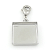 Brass Pendant Cabochon Setting, Square, plated Inner Approx 16.2mm 