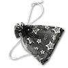 Organza Jewelry Pouches Bags, with star pattern & translucent, black 